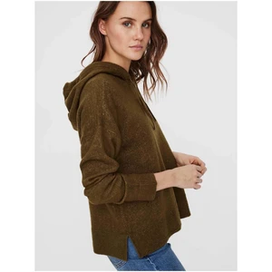 Khaki svetr s kapucí VERO MODA Lefile - Dámské