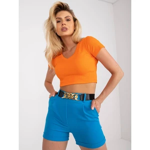 Elegant blue women's shorts with an elastic waistband