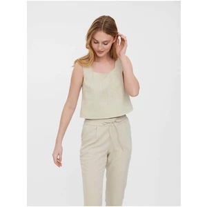 Béžové volné cropped tílko VERO MODA Josie - Dámské