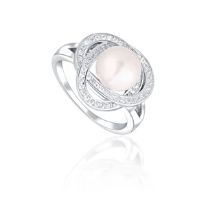 JwL Luxury Pearls Očarujúce prsteň s pravou perlou a zirkónmi JL0759 52 mm