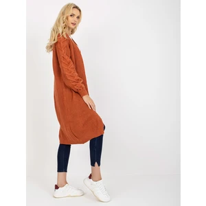 Dark orange long cardigan without closure RUE PARIS