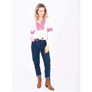 Pink and White Women's Loose Blouse Brakeburn - Women