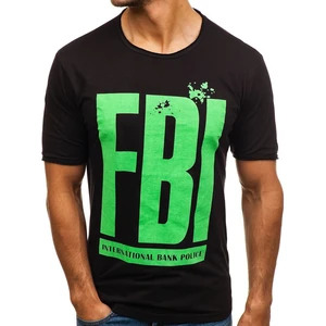 T-shirt pentru bărbat cu imprimeu negru Bolf 6295