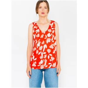 Orange Floral Linen Blouse CAMAIEU - Women