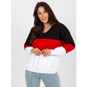 Basic white and red sweatshirt with neckline