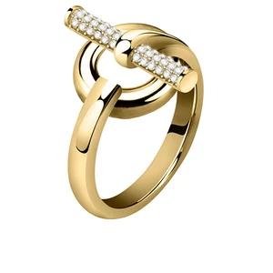Morellato Elegantný pozlátený prsteň z ocele s kryštálmi Abbraccio SAUC09 52 mm