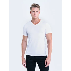 Big Star Man's V_neck_ss T-shirt 152533 Cream Knitted-101