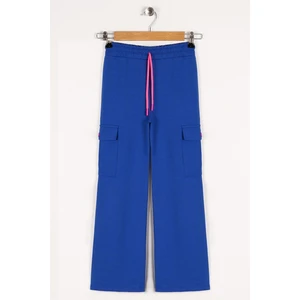 zepkids Girls' Sax-colored sweatpants with cargo pockets and wide legs.