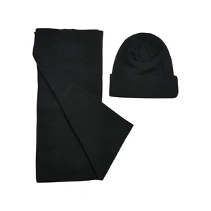 Recycled Base Hat & Scarf Set Black