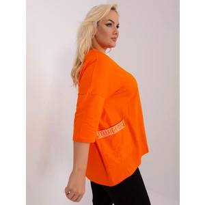 Orange loose plus size neckline blouse