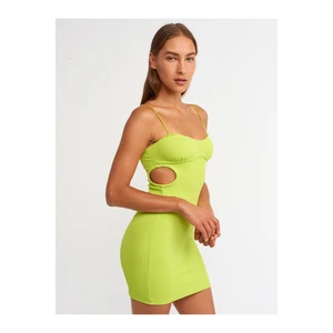 Dilvin 90394 Window Detail Mini Dress-dark Lime