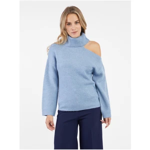 Orsay Light blue women's turtleneck with slit - Women