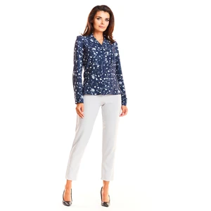 Infinite You Woman's Blouse M176 Navy Blue Flowers