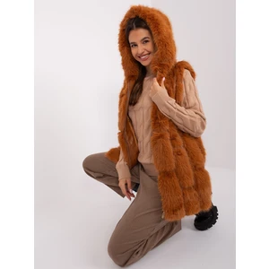 Light brown fur vest with pockets