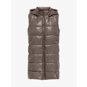 Women's Brown Quilted Faux Leather Vest ONLY New Anja - Women