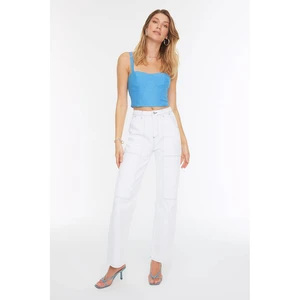 Trendyol White Stitch Detail High Waist 90's Wide Leg Jeans