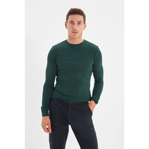 Trendyol Dark Green Męski Crew Neck Slim Fit Dzianina Sweter