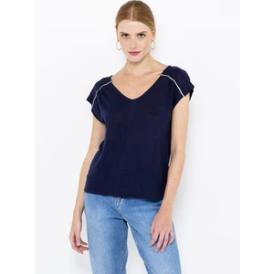 Dark blue linen blouse with buttons on the back CAMAIEU - Women