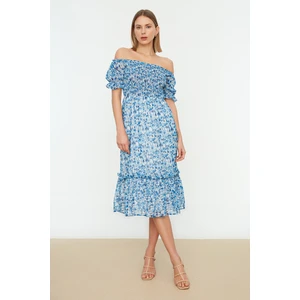 Trendyol Blue Carmen Collar Gipeli Dress