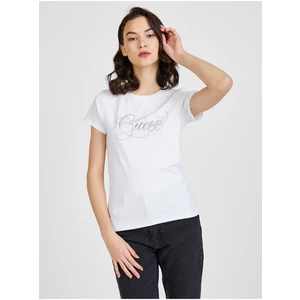 White Women's T-Shirt Guess Glitzy - Women