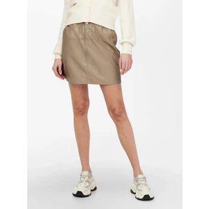 Beige Women's Leatherette Short Skirt ONLY Maureen - Women