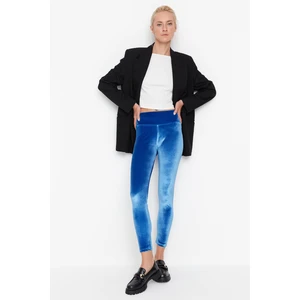 Trendyol Blue Yuksel Waist Velvet Knitted Leggings