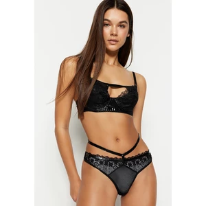 Trendyol Black Lace Piping Detailed Underwear Set