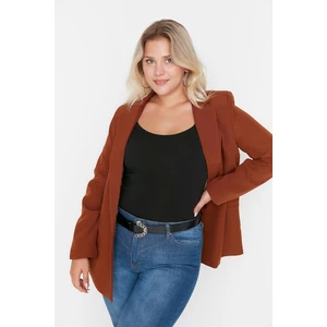 Trendyol Curve Plus Size Jacket - Brown - Regular fit