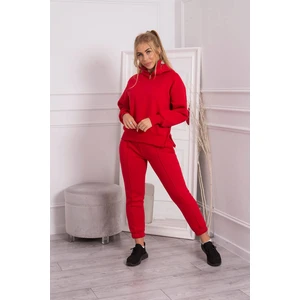 Insulated set with turtleneck and hood in red