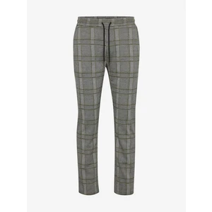 Grey Plaid Trousers Blend - Men