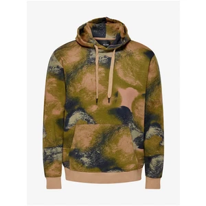 Beige-Green Patterned Hoodie ONLY & SONS Kyle - Mens