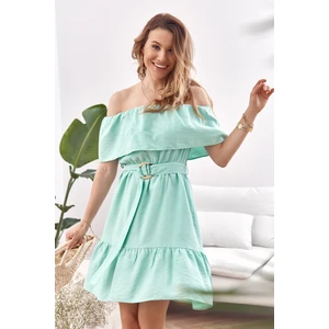 Mint dress with Spanish neckline