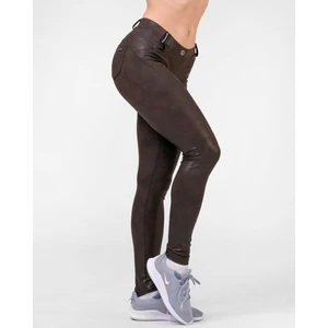 Dámské legíny Nebbia Leather Look Bubble Butt 538  Brown  L