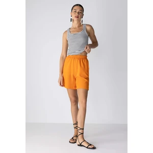 DEFACTO Paperbag Waist Wide Leg Linen Blended Shorts