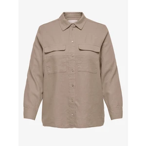 Beige ladies linen shirt ONLY CARMAKOMA Caro - Ladies