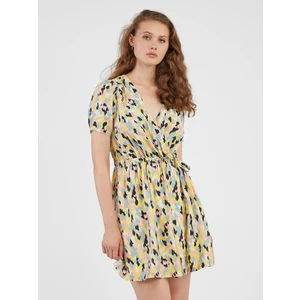 Light yellow lady patterned dress VILA Jackie - Women