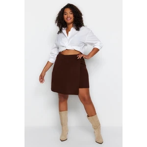 Trendyol Curve Dark Brown Mini Knitwear Shorts Skirt