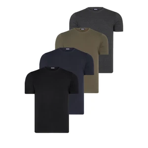 QUAD SET T8569 DEWBERRY BIKE COLLAR MEN'S T-SHIRT-BLACK-NAVY BLUE-ANTHRACITE-KHAKI