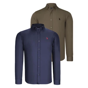 DUAL SET G725 DEWBERRY MENS SHIRT-NAVY BLUE-GREEN