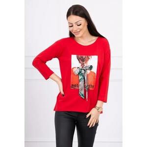 Blouse with graphics 3D Noteworthy red