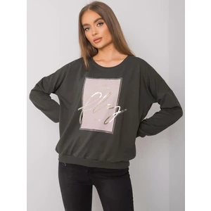 Dark khaki sweatshirt for women with a Salisbury print