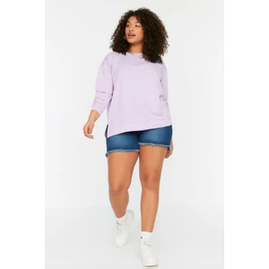 Trendyol Curve Lilac Slit Detailed Knitted Sweatshirt