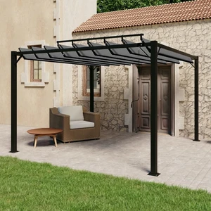 Pergola s lamelovou strechou 3 x 3 m hliník / látka Dekorhome Sivá,Pergola s lamelovou strechou 3 x 3 m hliník / látka Dekorhome Sivá