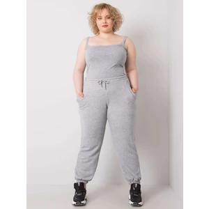 Gray melange cotton plus size sweatpants