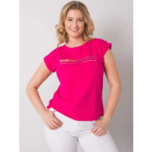 Fuchsia plus size t-shirt with appliqués