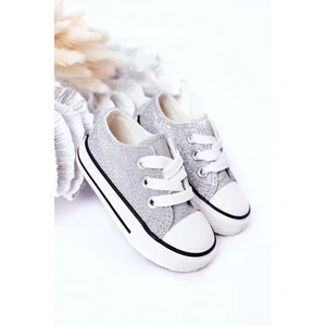 Children's Glitter Sneakers Silver Bling-Bling