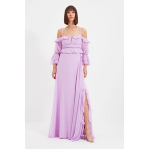 Trendyol Light Purple Sleeve Detailed Volleyball Evening Dress & Graduation Dress