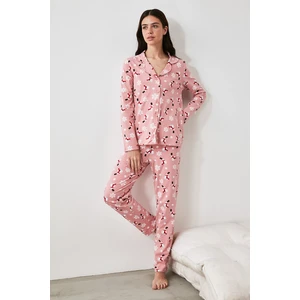 Trendyol Printed Knitted Pajamas Set