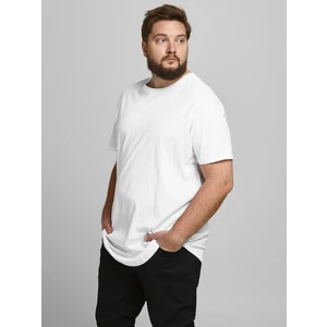 Jack&Jones PLUS Pánske tričko JJENOA Long Line Fit 12184933 White 5XL