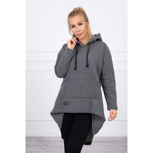 Padded sweatshirt with long back and hood graphite